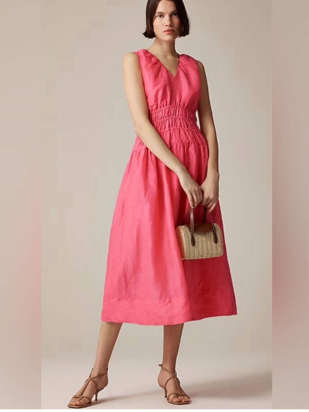 J. Crew Pink Sleeveless Midi Dress